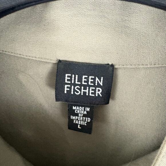 Eileen Fisher Gray Utility Safari Cotton Twill Stretch Snap Up Jacket Size Large - Picture 7 of 7